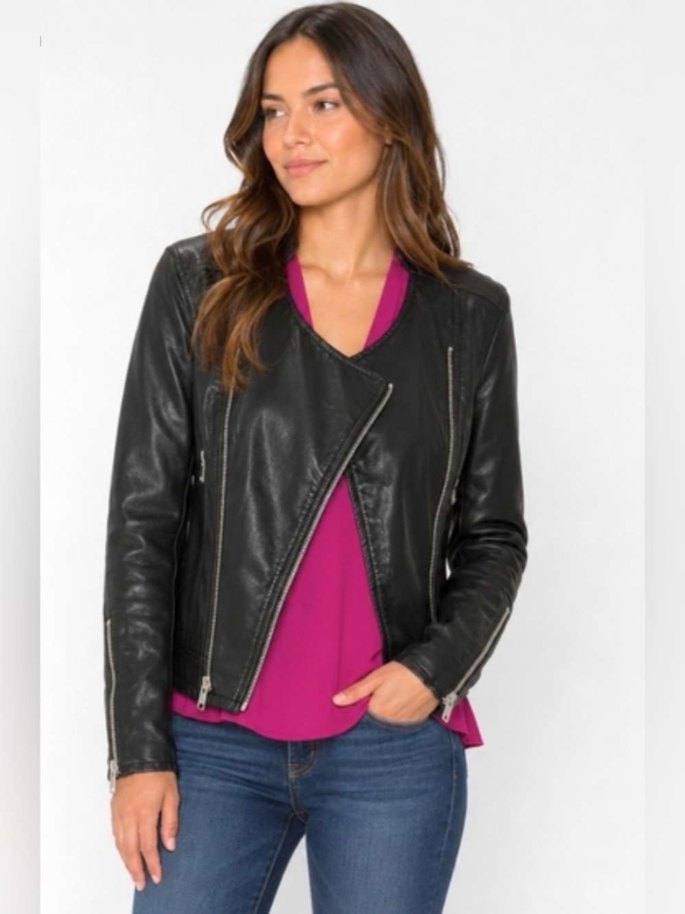 NWOT Blank NYC Women’s Black Faux Leather Moto Jacket